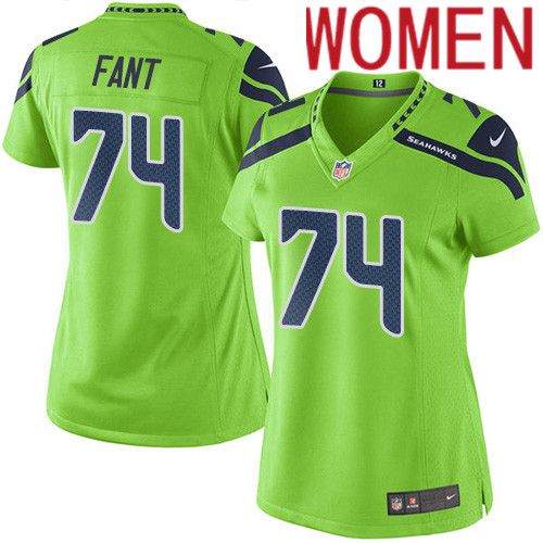 Women Seattle Seahawks 74 George Fant Nike Neon Green Game NFL Jersey